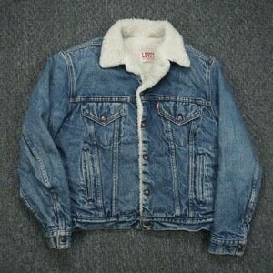 VINTAGE‎ Levis Jacket Mens Small 38 Blue Denim Sherpa Lined Trucker USA
